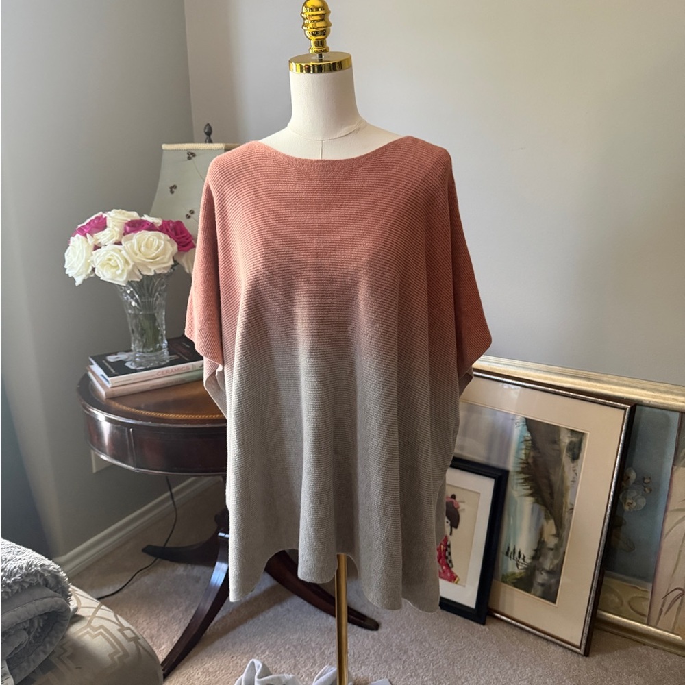 J.Jill Pure Jill Ombré Cotton Poncho Cape One Size Petite